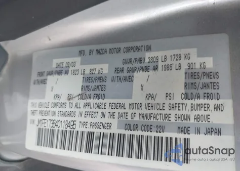 2004 Mazda Rx-8 6 Speed Manual from USA, damaged, VIN JM1FE173640118495